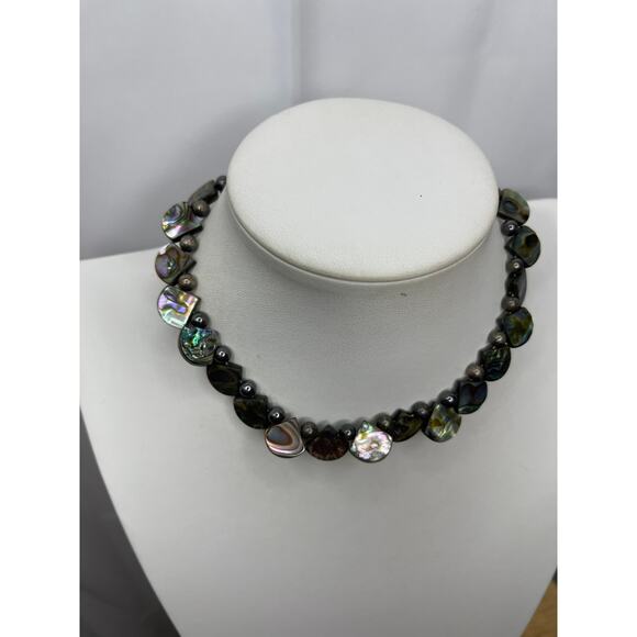 beaded necklace mother of pearl MOP tribal natural neutral costume jewelry - Picture 1 of 11